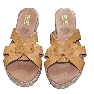 Picon handcrafted in Spain leather sandal espadrilles studded slip on 9.5